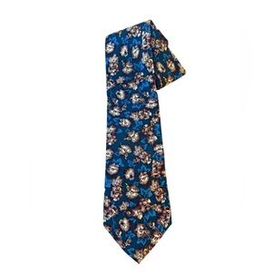 Christian Dior Blue Floral Silk Tie